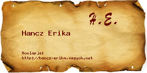 Hancz Erika névjegykártya